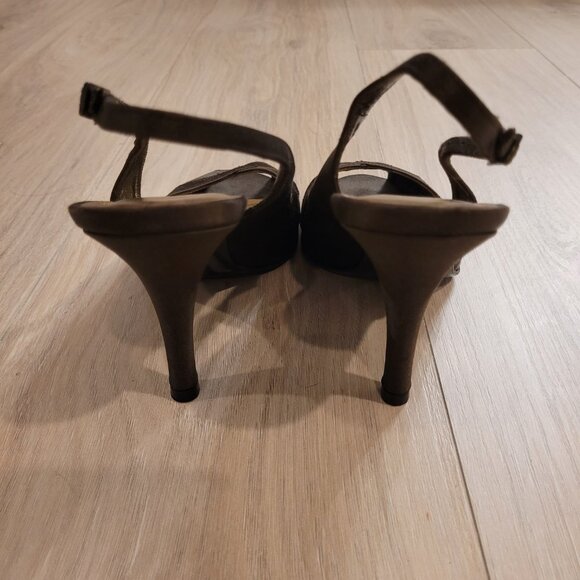 STUART WEITZMAN | Satin Slingback Open Toe Heels | Sz. 7.5 - Picture 6 of 10